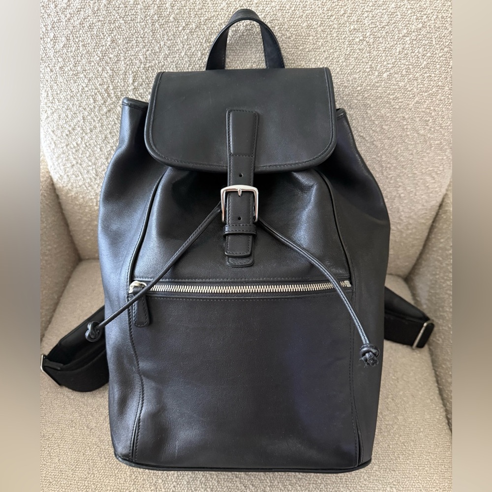 Coach Unisex Vintage 90’s Large Black Leather Backpack 5408 Weekender Daypack